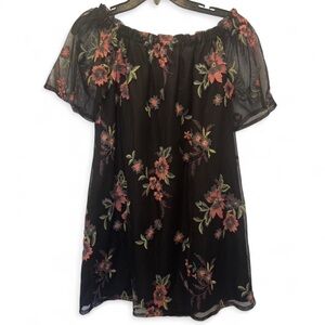 Floral Embroidered Black Dress